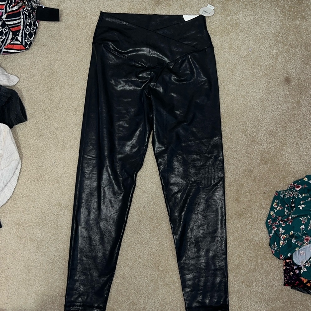 offline black leather leggings